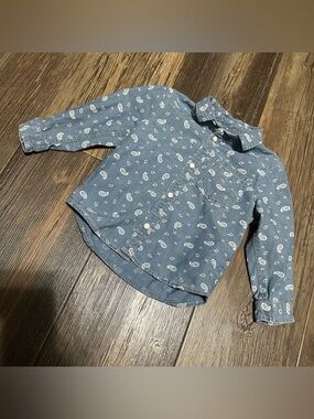 Gymboree denim chambray pearl snap paisley button up shirt 18-24 mo boy or girl